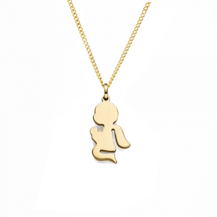 Anhänger Engelchen 585 Gold mit massiver Goldkette 1,1 mm