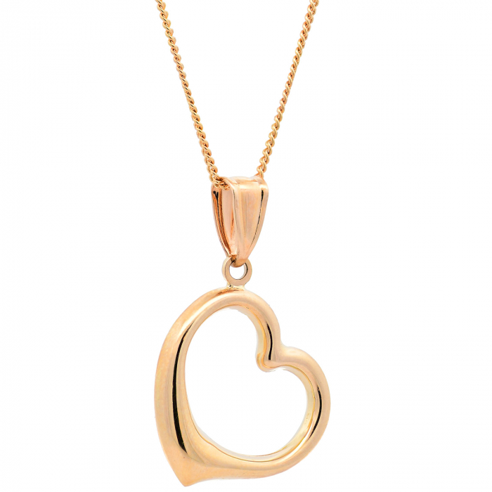 Anhänger Herz 585 Gold mit massiver Goldkette 1,1 mm