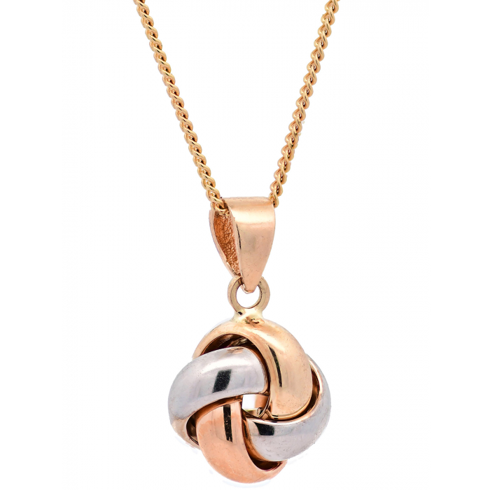 Halskette Anhänger Knoten mit 1,1 mm Goldkette 585-14 Karat Gold
