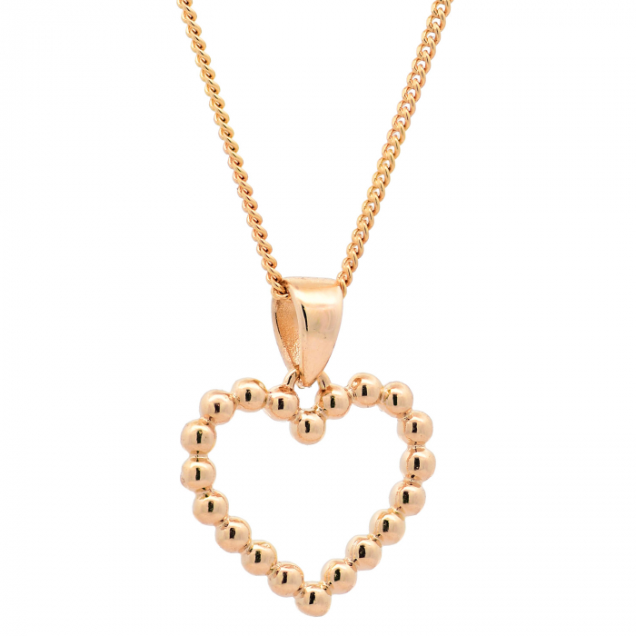 Anhänger Kügelchen Herz mit 1,1 mm Goldkette 585-14 Karat Gold