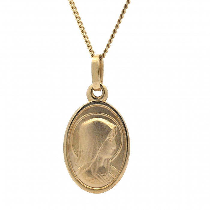 Anhänger Madonna Medaille mit Kette 1,1 mm 333-8 Karat Gold
