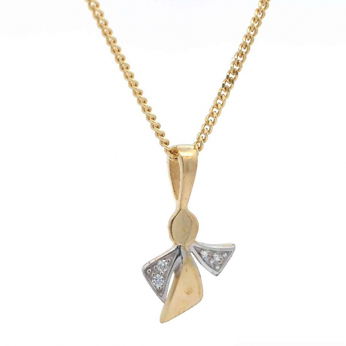 Anhänger Engel mit Zirkonia mit Kette 1,1 mm 333-8 Karat Gold