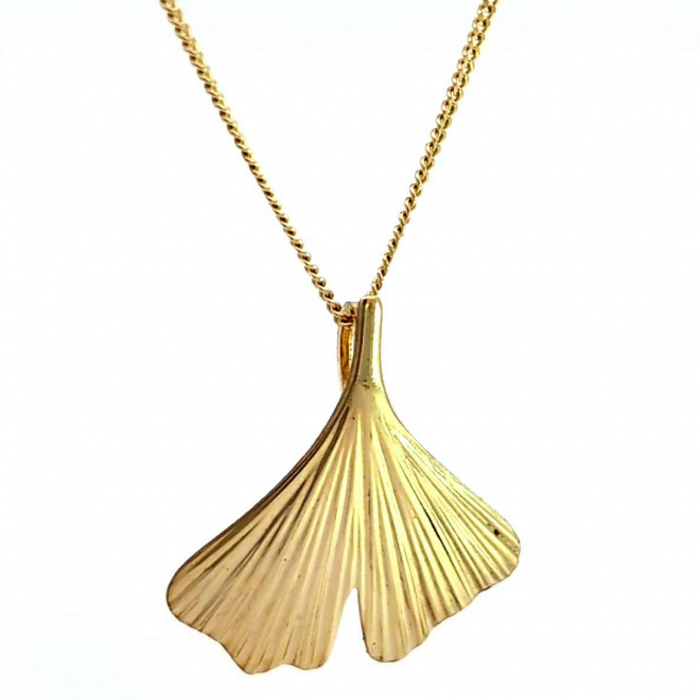 Anhänger  Ginkgoblatt mit Kette 1,1 mm 333-8 Karat Gold