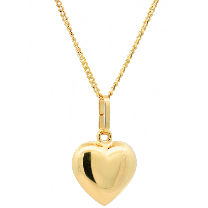 Gold Anhänger Herz 11 * 17 mm mit Kette massiv 333 - 8 Karat Gold