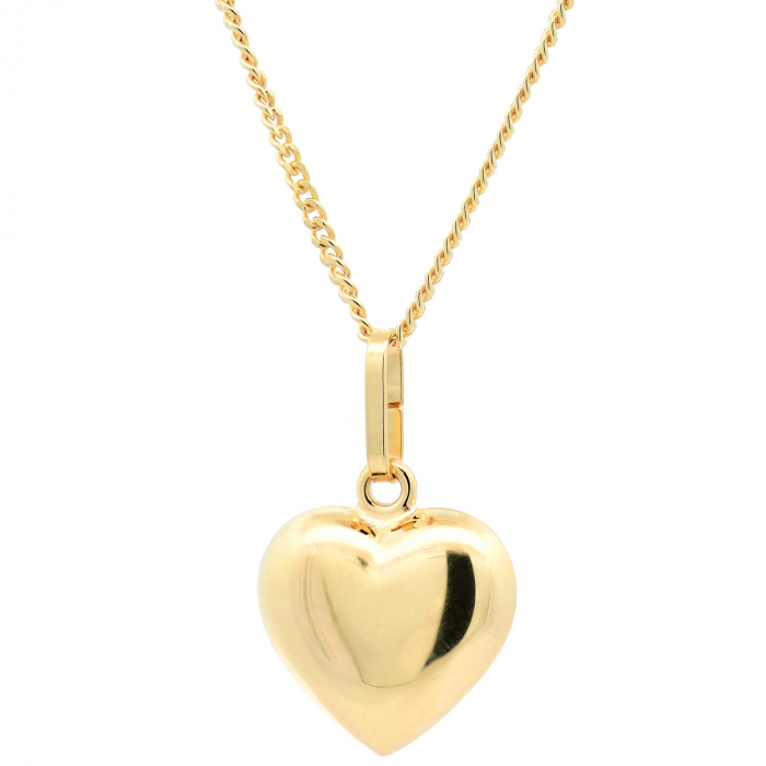 Gold Anhänger Herz 11 * 17 mm mit Kette massiv 333 - 8 Karat Gold