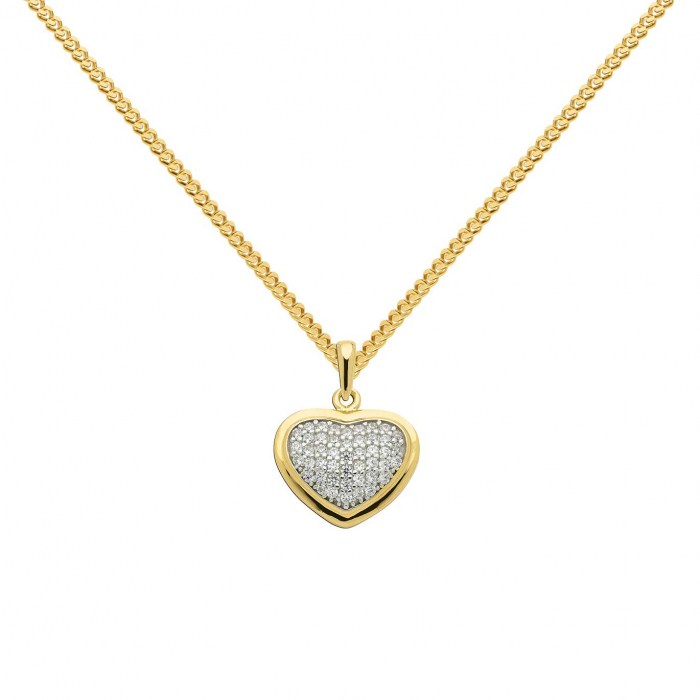 Anhänger Herz mit Zirkonia mit Kette 1,1 mm 333-8 Karat Gold