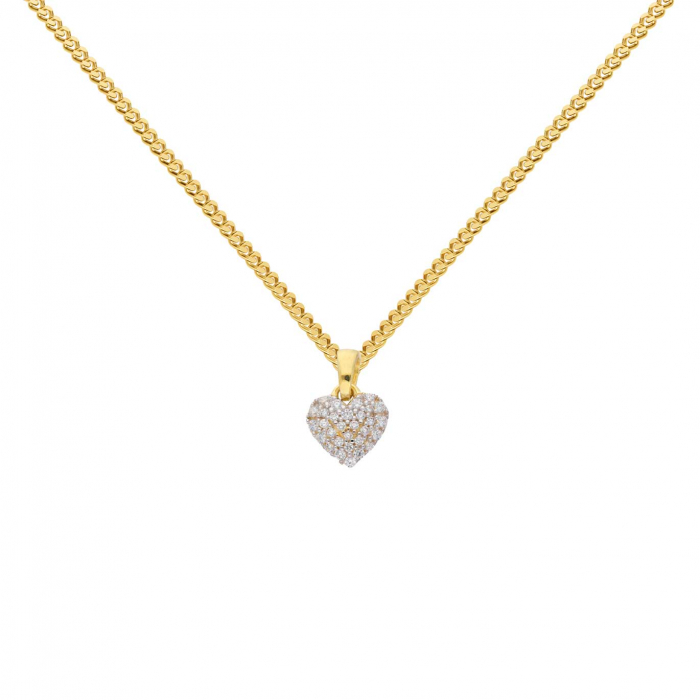 Anhänger Herz mit Zirkonia mit Kette 1,1 mm 333-8 Karat Gold