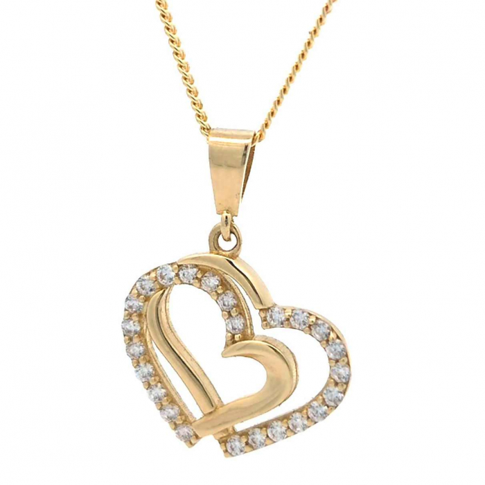 Anhänger Herz mit Zirkonia mit Kette 1,1 mm 333-8 Karat Gold