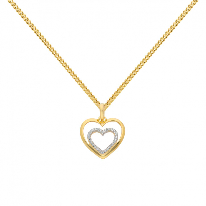 Anhänger Herz mit Zirkonia mit Kette 1,1 mm 333-8 Karat Gold