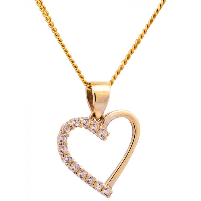 Anhänger Herz mit Zirkonia mit Kette 1,1 mm 333-8 Karat Gold