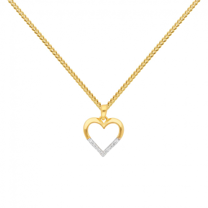 Anhänger Herz mit Zirkonia mit Kette 1,1 mm 333-8 Karat Gold
