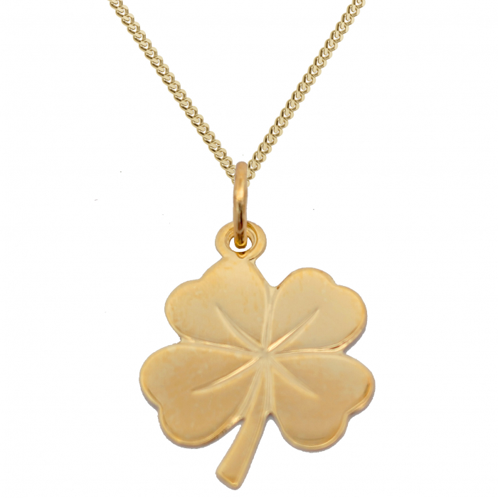 Anhänger Kleeblatt mit Kette 1,1 mm 333-8 Karat Gold 55 cm