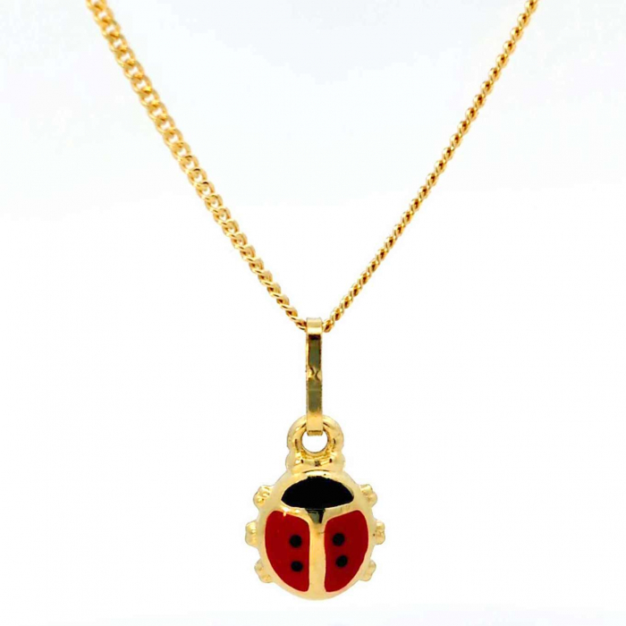 Anhänger Marienkäfer mit Kette 1,1 mm 333-8 Karat Gold
