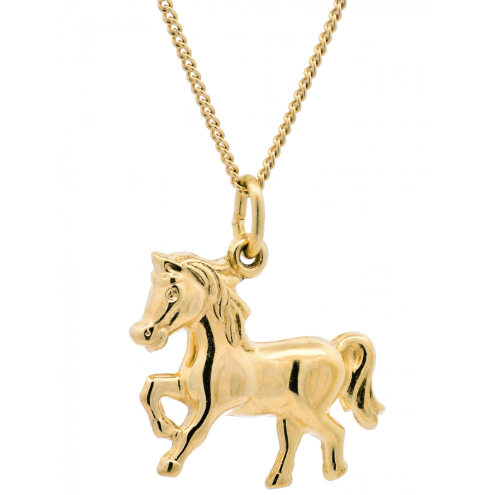 Gold Anhänger Pferd  mit Goldkette massiv 333 - 8 Karat Gold