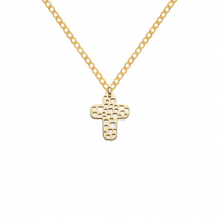 Anhänger Kreuz 585 14 Karat Gold mit massiver Goldkette 2,6 mm 585-14