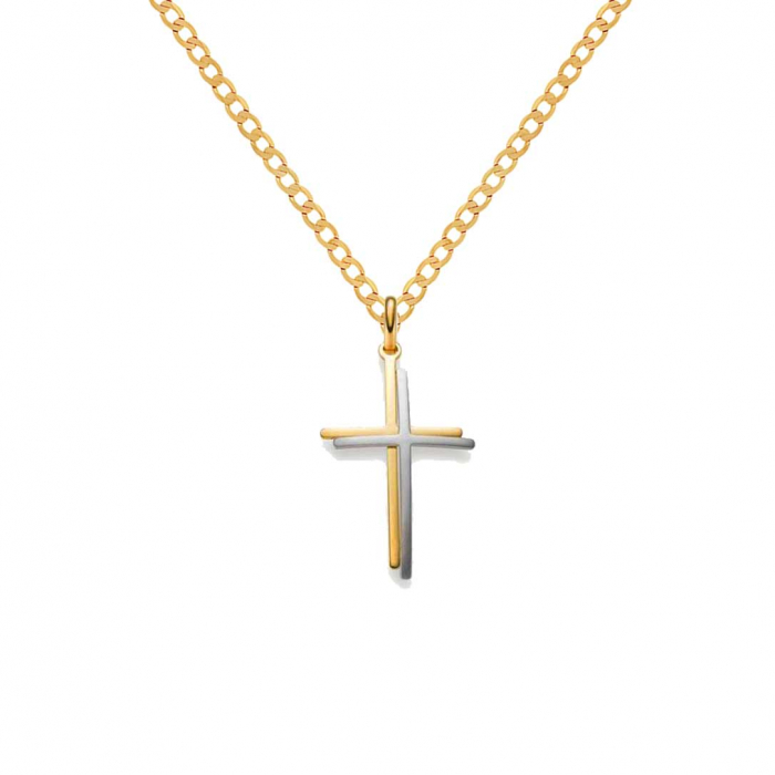Anhänger Kreuz 585 14 Karat Gold mit massiver Goldkette 2,6 mm 585-14