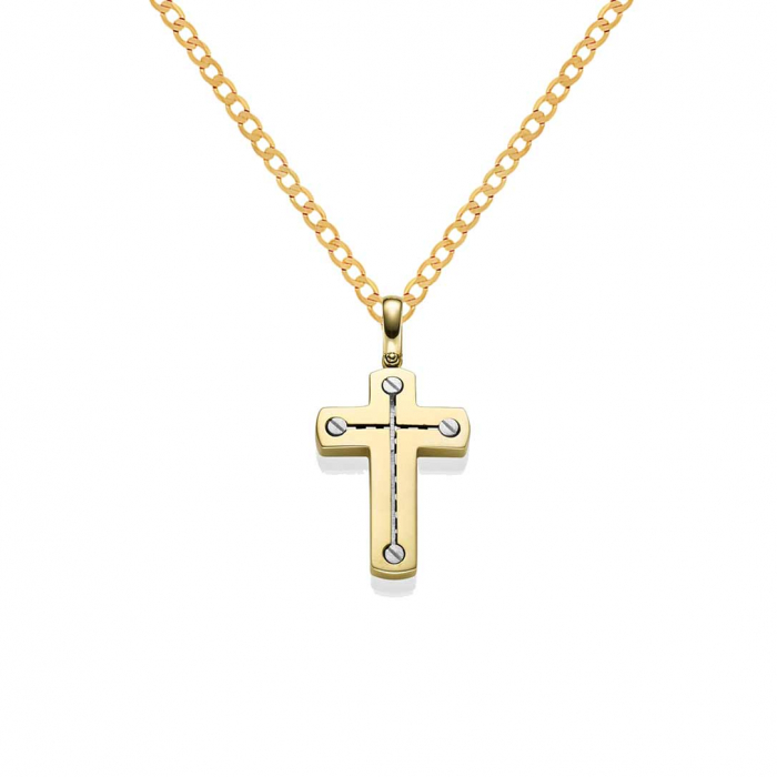 Anhänger Kreuz 585 14 Karat Gold mit massiver Goldkette 2,6 mm 585-14