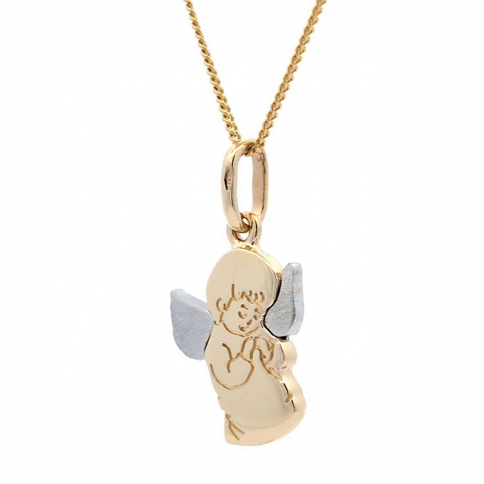 Anhänger Engelchen 585 14 Karat Gold mit massiver Goldkette 1,1 mm 585