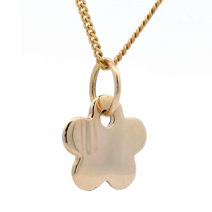 Anhänger Blume 585 14 Karat Gold mit massiver Goldkette 1,1 mm 585-14