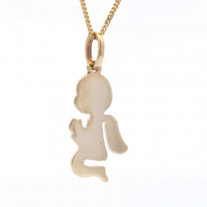Anhänger Engelchen 585 14 Karat Gold mit massiver Goldkette 1,1 mm 585