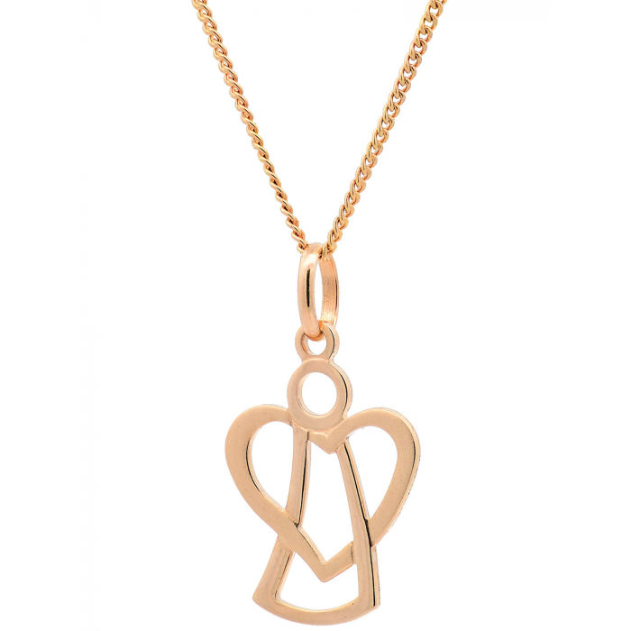 Anhänger Engelchen mit Herz mit 1,1 mm Goldkette 585-14 Karat Gold