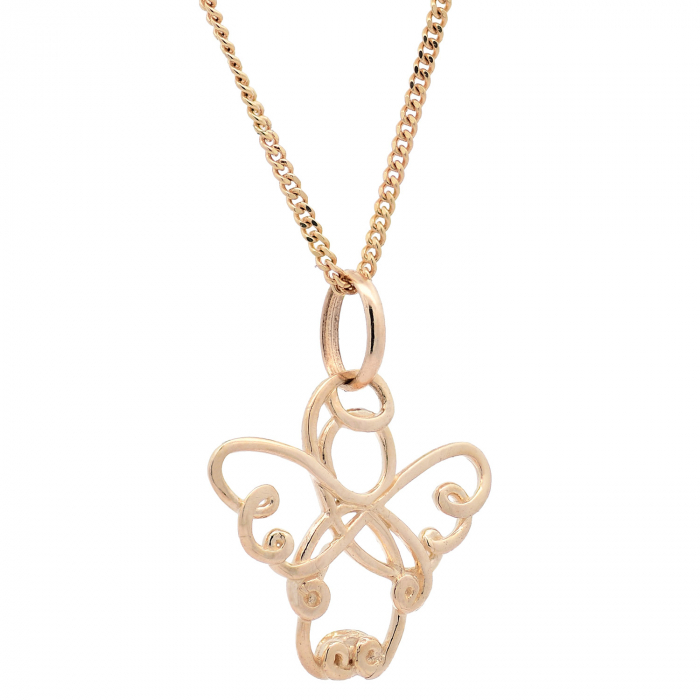 Halskette Anhänger Engelchen mit 1,1 mm Goldkette 585-14 Karat Gold