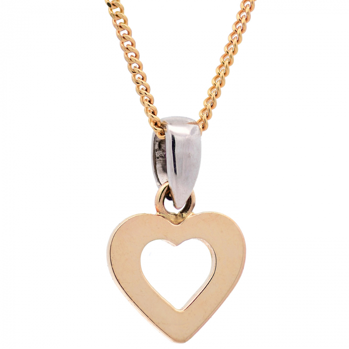 Halskette Anhänger Herzchen mit 1,1 mm Goldkette 585-14 Karat Gold