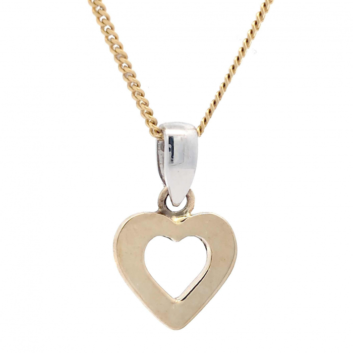 Anhänger Herzchen 585 14 Karat Gold mit massiver Goldkette 1,1 mm 585-