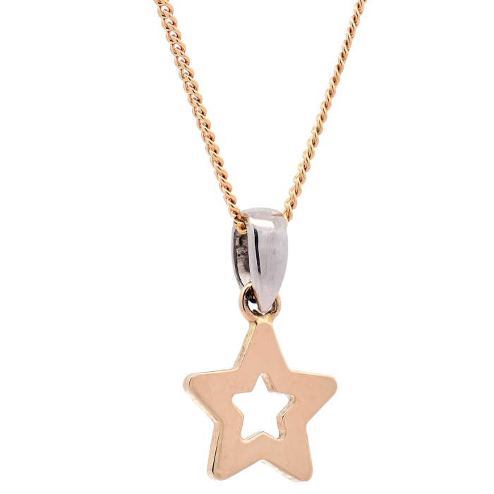Halskette Anhänger Sternchen mit 1,1 mm Goldkette 585-14 Karat Gold