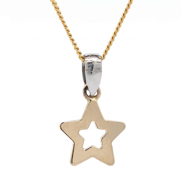 Anhänger Sternchen 585 14 Karat Gold mit massiver Goldkette 1,1 mm 585
