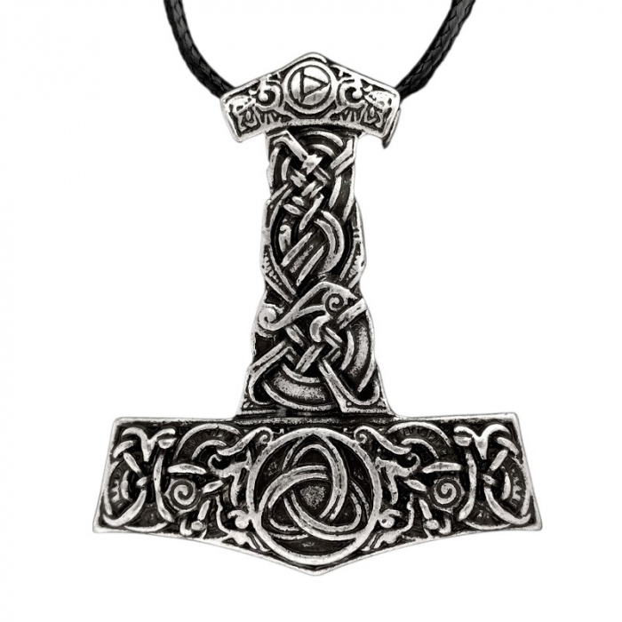 Thorhammer Anhänger Schmuck Wikinger Zinn Viking mit Band Thorhammer