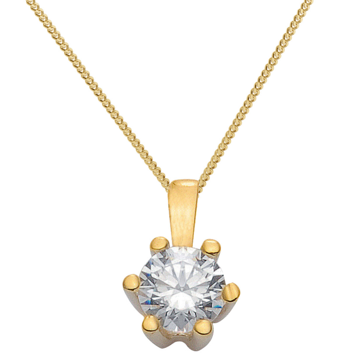 Gold Anhänger mit Zirkonia mit Goldkette massiv 333 - 8 Karat Gold