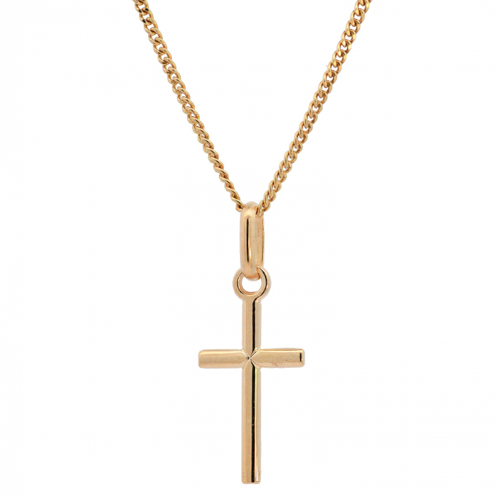 Anhänger Kreuz massiv 333 -8 Karat Gold mit vergoldeter Silberkette 