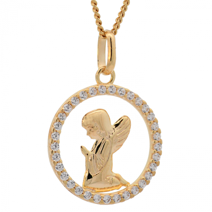 Anhänger Engel massiv 333 -8 Karat Gold mit vergoldeter Silberkette 