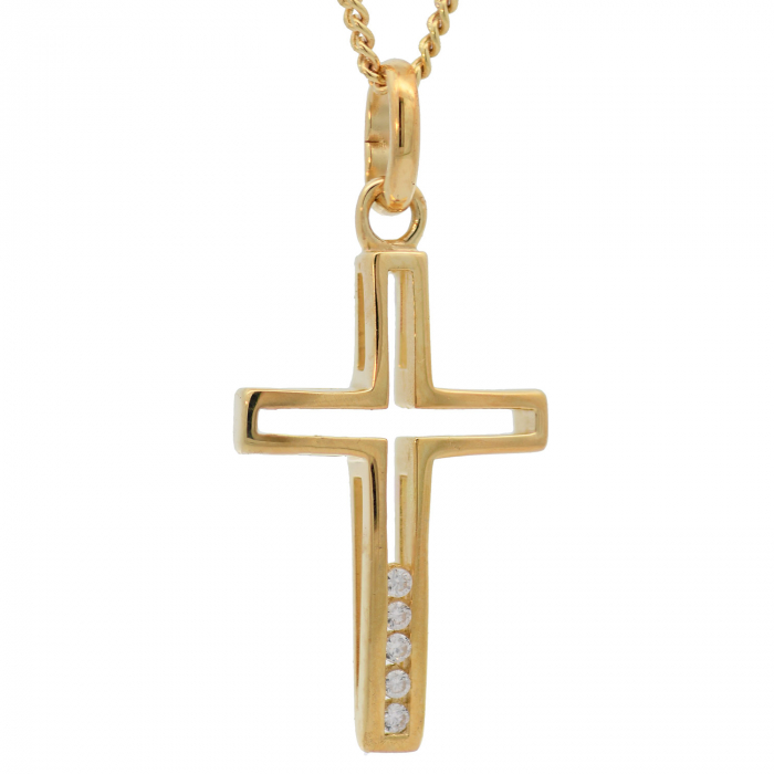Anhänger Kreuz massiv 333 -8 Karat Gold mit vergoldeter Silberkette 