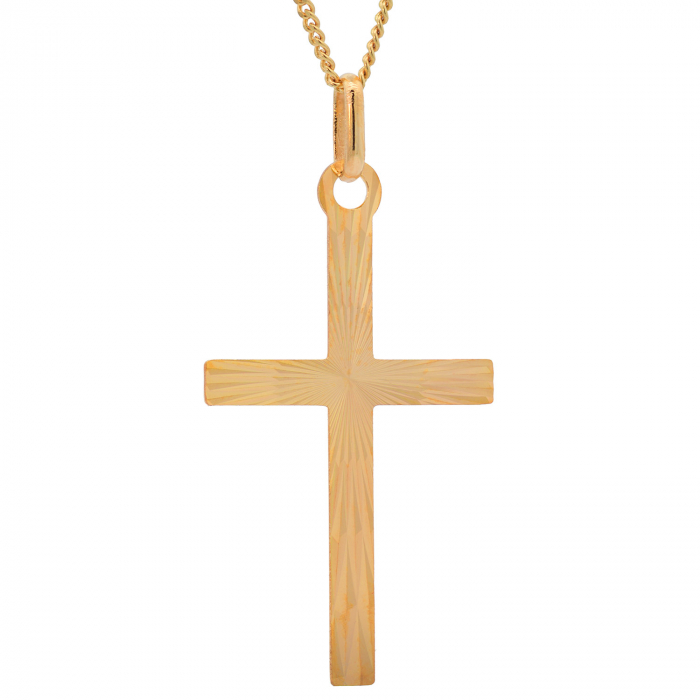 Anhänger Kreuz massiv 333 -8 Karat Gold mit vergoldeter Silberkette 