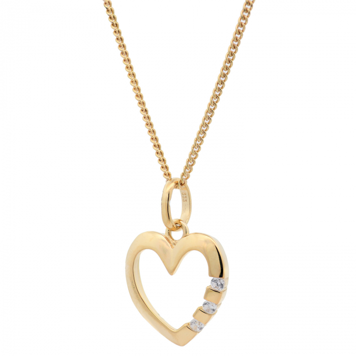 Anhänger Herz massiv 333 -8 Karat Gold mit vergoldeter Silberkette 