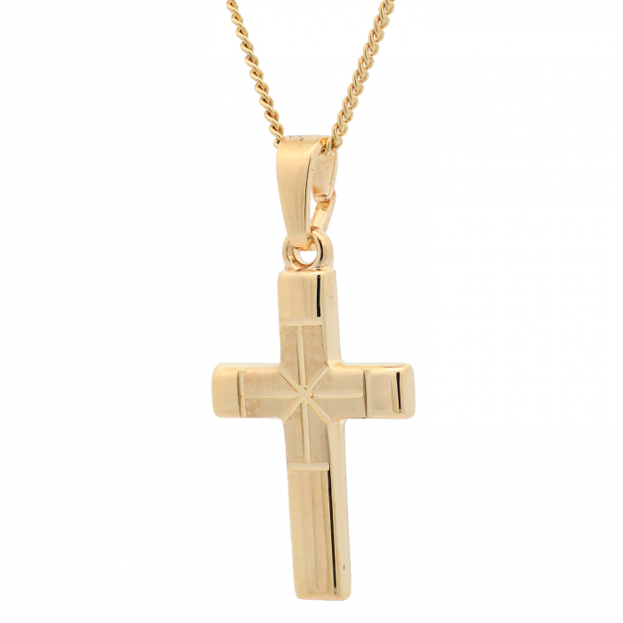 Vergoldete Halskette Kreuz mit Kette 925 Silber vergoldet