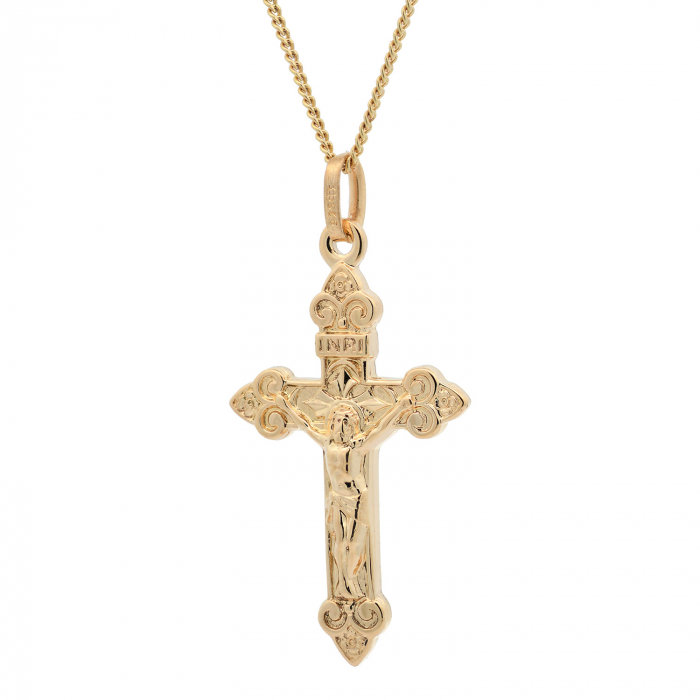 Vergoldete Halskette Kreuz mit Korpus mit Kette 925 Silber vergoldet