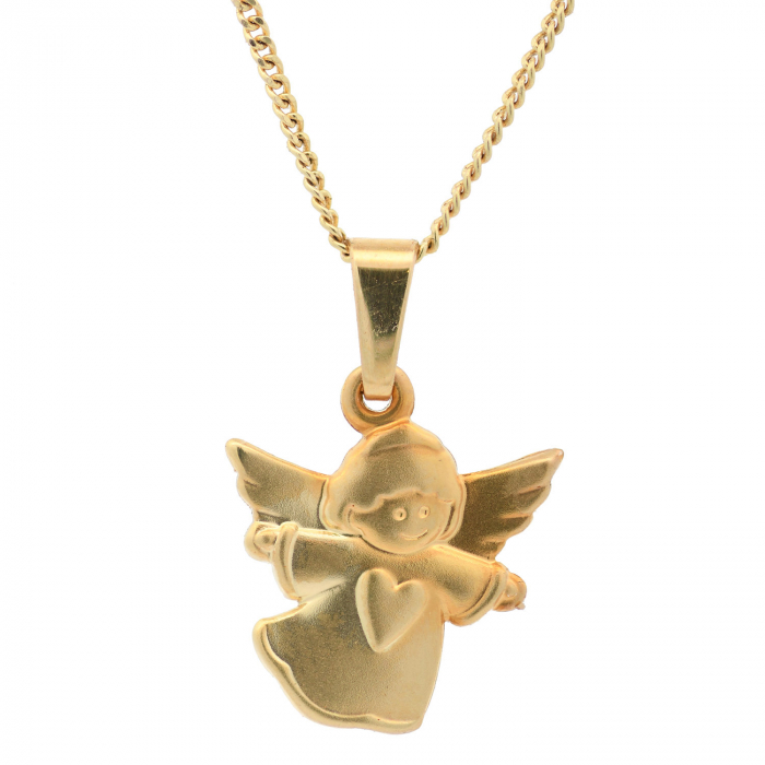 Anhänger Engel massiv 333 -8 Karat Gold mit vergoldeter Silberkette 