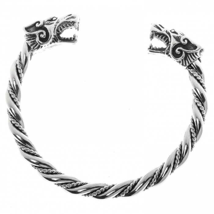 Odins Wölfe: Ein imposanter Wikinger-Armschmuck echt Silber 6,6 cm