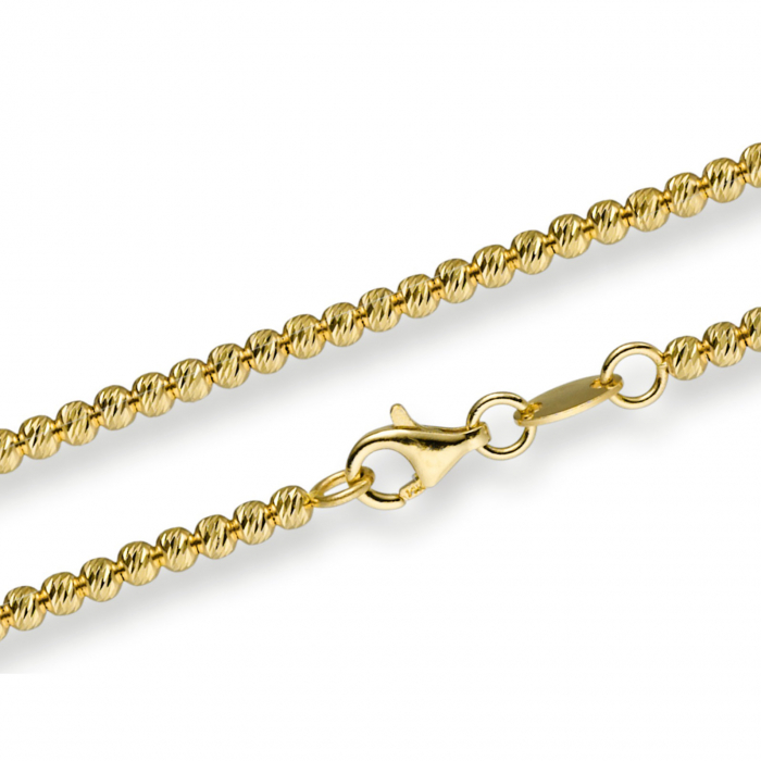 Goldkette Kugelkette diamantiert Breite 2,2mm massiv 585-14 Karat Gold Vaterartikel