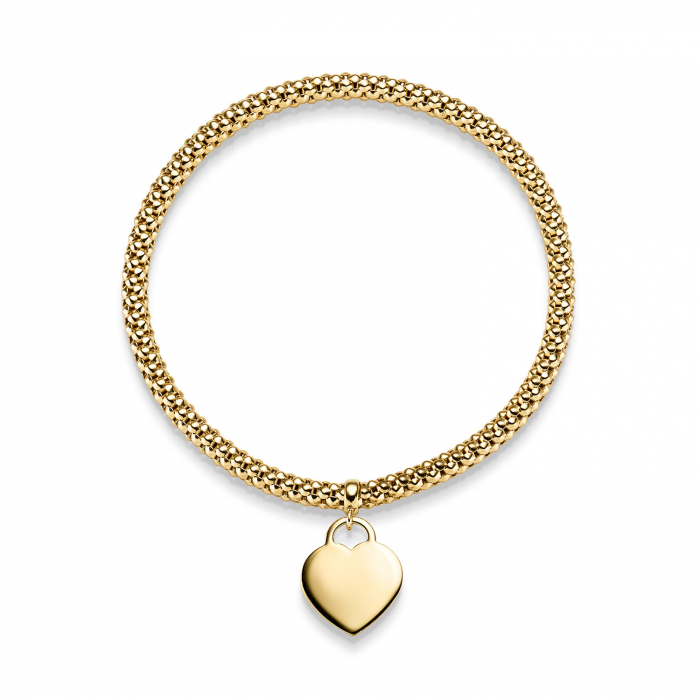 Goldkette Armband Armkette  elastisch mit Herz 4 mm 585-14 Karat Gold
