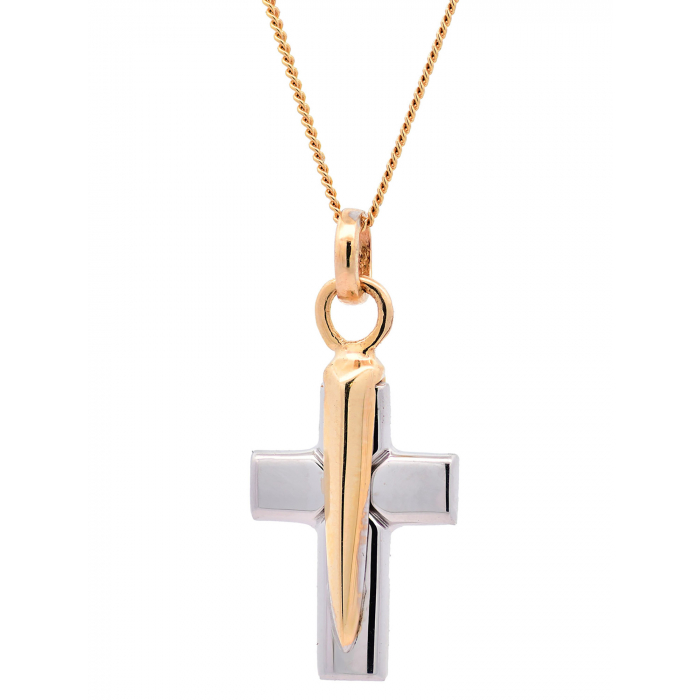 Halskette Anhänger Kreuz mit 1,1 mm Goldkette 585-14 Karat Gold