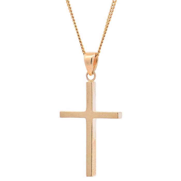 Halskette Anhänger Kreuz mit 1,1 mm Goldkette 585-14 Karat Gold