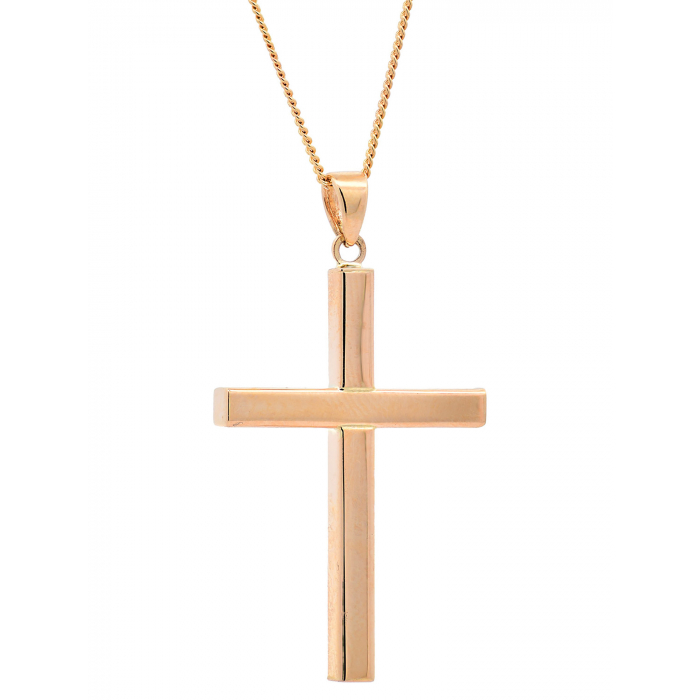 Halskette Anhänger Kreuz mit 1,1 mm Goldkette 585-14 Karat Gold