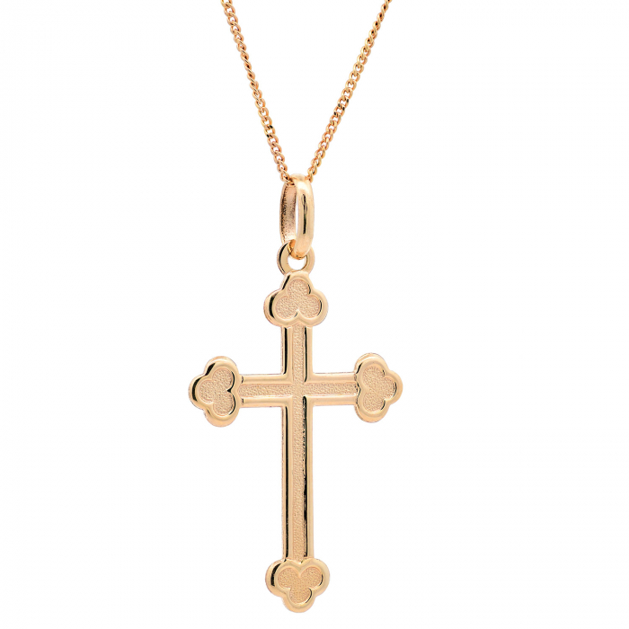 Halskette Anhänger Kreuz mit 1,1 mm Goldkette 585-14 Karat Gold