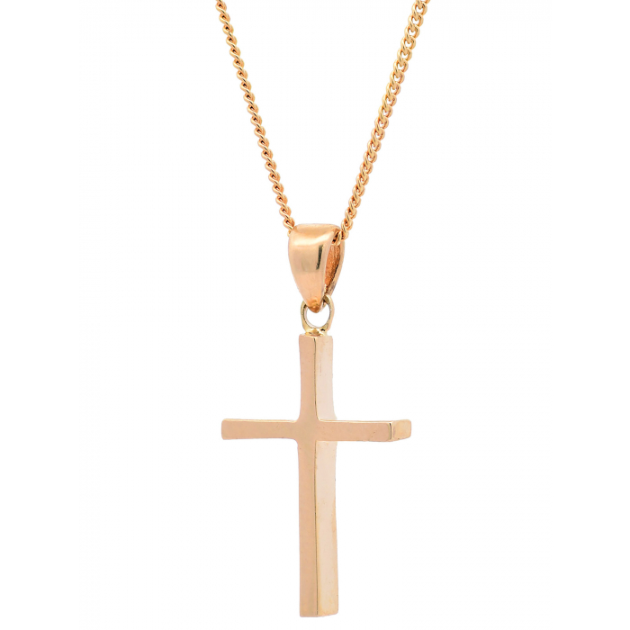 Halskette Anhänger Kreuz mit 1,1 mm Goldkette 585-14 Karat Gold