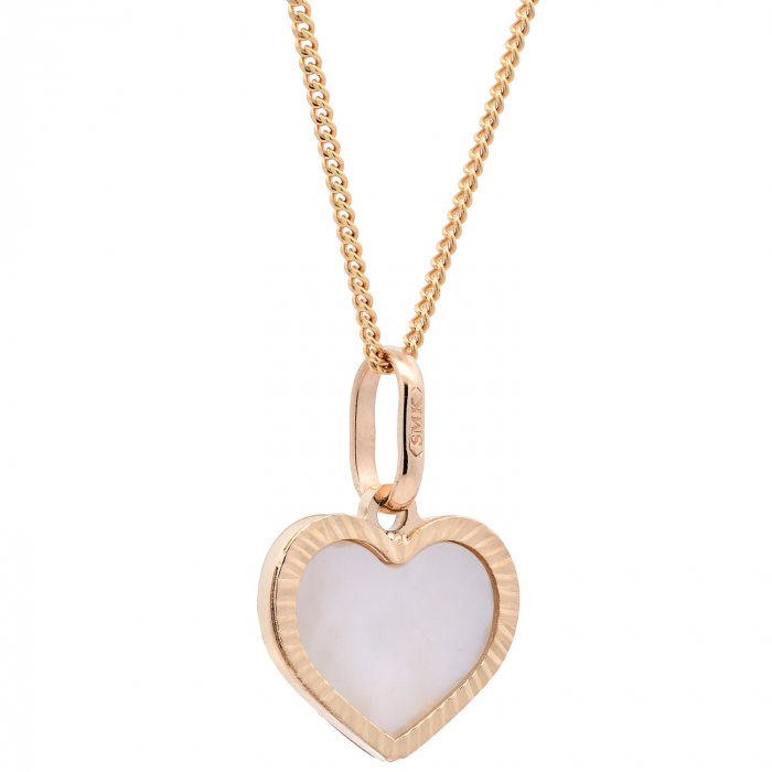 Anhänger Herz klein Perlmutt mit 1,1 mm Goldkette 585-14 Karat Gold