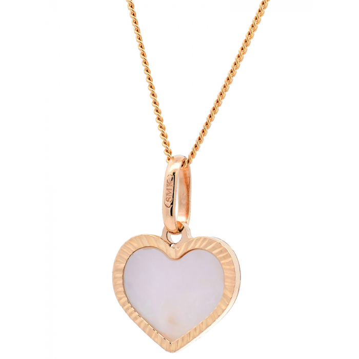 Anhänger Herz klein Perlmutt mit 1,1 mm Goldkette 585-14 Karat Gold